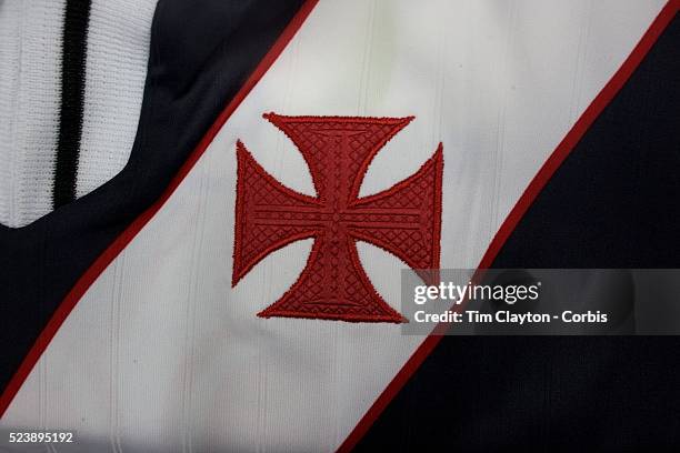 The shirt emblem of Vasco da Gama football team in Rio de Janeiro, Brazil. 6th September 2010. Photo Tim Clayton.