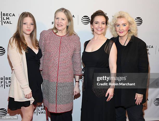 Francesca Scorsese, Helen Scorsese, Domenica Cameron Scorsese and Julia Cameron attend "Almost Paris" Premiere - 2016 Tribeca Film Festival at...