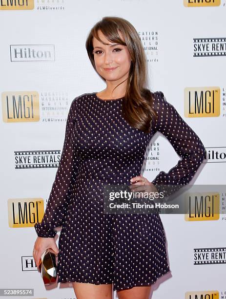 Milana Vayntrub attends the 3rd annual Location Managers Guild International Awards at The Alex Theatre on April 23, 2016 in Glendale, California.