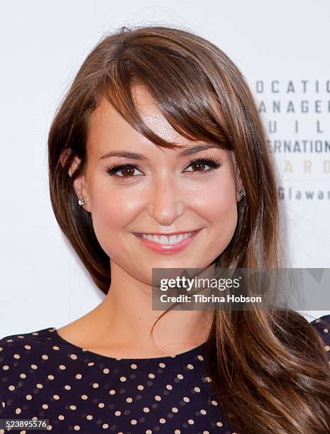 Milana Vayntrub attends the 3rd annual Location Managers Guild International Awards at The Alex Theatre on April 23, 2016 in Glendale, California.