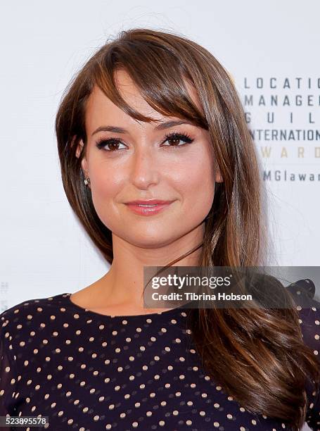 Milana Vayntrub attends the 3rd annual Location Managers Guild International Awards at The Alex Theatre on April 23, 2016 in Glendale, California.