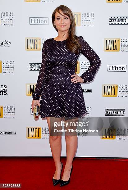 Milana Vayntrub attends the 3rd annual Location Managers Guild International Awards at The Alex Theatre on April 23, 2016 in Glendale, California.