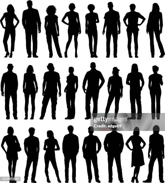 city people set - silhouette stock illustrations