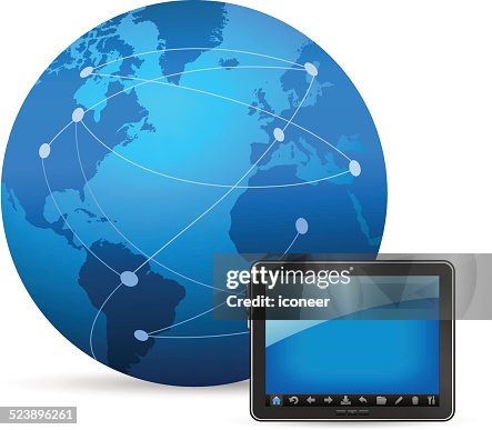 Globe and tablet PC on white background Globe and tablet PC on white background