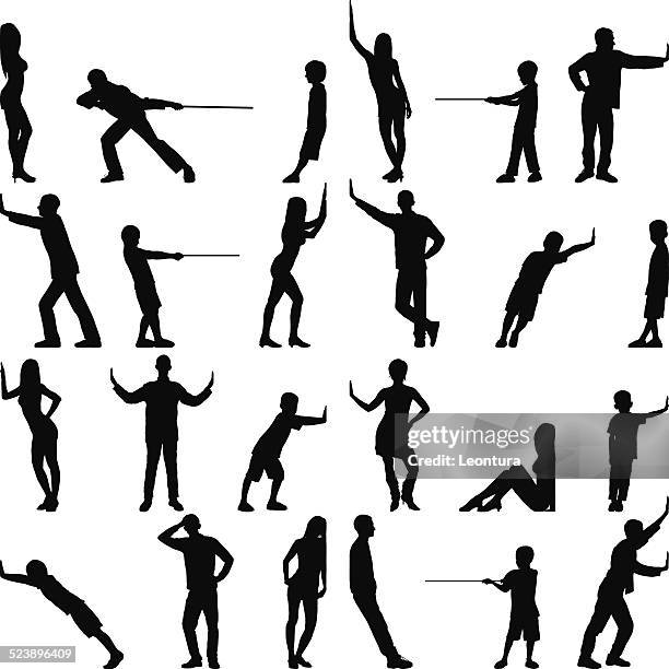 detailed people - person leaning silhouette stock illustrations
