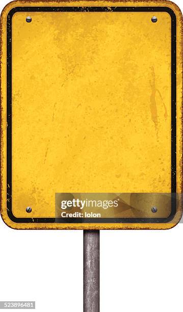 stockillustraties, clipart, cartoons en iconen met grunge blank yellow sign with black border_vector - waarschuwingssignaal