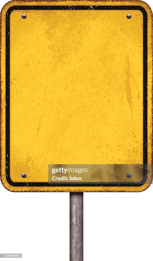 Grunge blank yellow sign with black border_vector