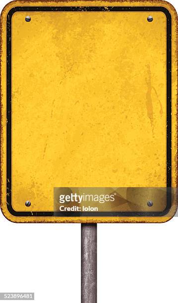 grunge blank yellow sign with black border_vector - rusty metal stock illustrations