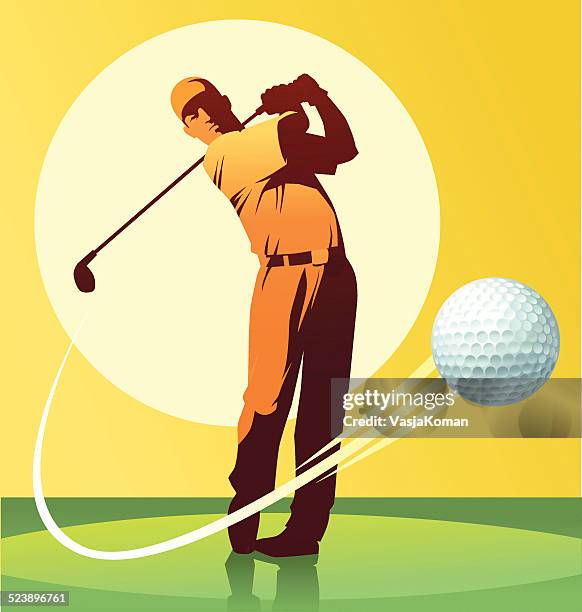 golf player hitting the ball - golf swing 幅插畫檔、美工圖案、卡通及圖標