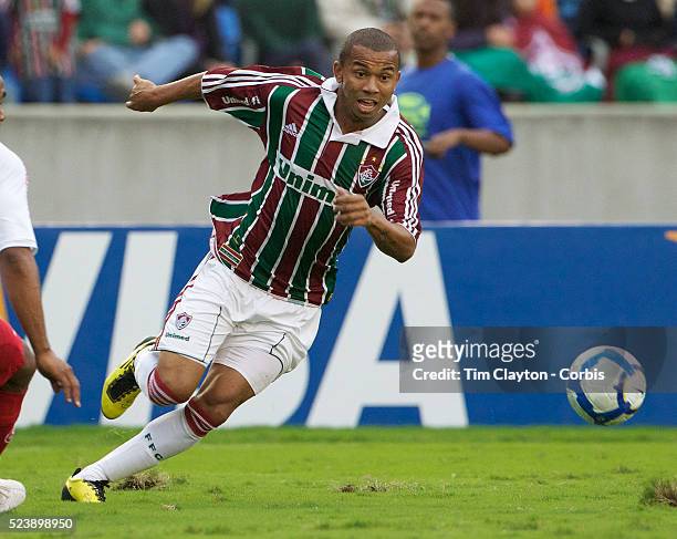 Mariano moves in to score the first goal for Fluminense in their 3-0 win over Internacional during the Futebol Brasileiro Campeonato Brasileiro...