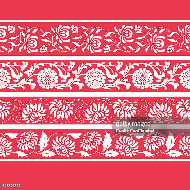 stockillustraties, clipart, cartoons en iconen met frames of chinese style(chrysanthemum) - chinese architecture