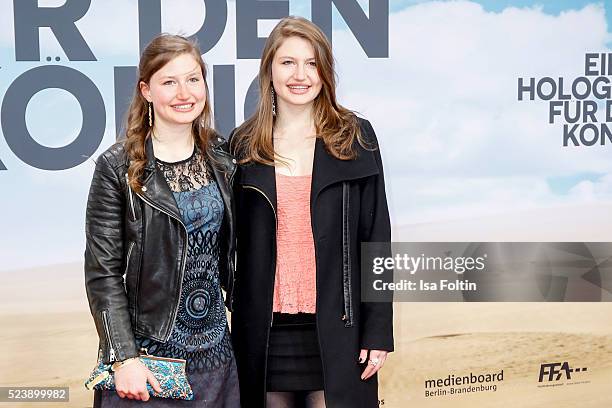 Hayley Emerson and Taylor Emerson, the daughters of the american ambassador attend the German premiere for the film 'A Hologram for the King' at...