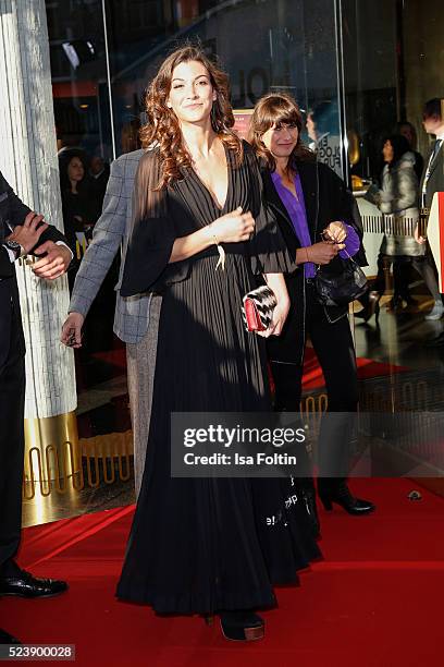 Austrian actress Amira El Sayed attends the German premiere for the film 'A Hologram for the King' at Zoopalast on April 24, 2016 in Berlin, Germany.