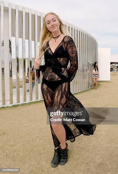 Festival-goer attends day 3 of the 2016 Coachella Valley Music & Arts Festival Weekend 2 at the Empire Polo Club on April 24, 2016 in Indio,...