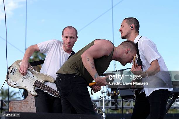 Musicians Matt Maust, Nathan Willett and Dann Gallucci of Cold War Kids perform onstage during day 3 of the 2016 Coachella Valley Music & Arts...