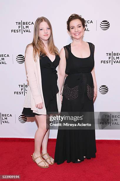 Francesca Scorsese and Domenica Cameron Scorsese attend the "Almost Paris" premiere during 2016 Tribeca Film Festival at Chelsea Bow Tie Cinemas on...