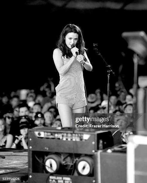 Singer Meg Myers performs onstage during day 3 of the 2016 Coachella Valley Music & Arts Festival Weekend 2 at the Empire Polo Club on April 24, 2016...