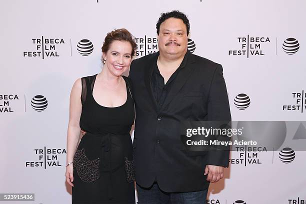 Director Domenica Cameron Scorsese and actor Adrian Martinez attend the "Almost Paris" premiere during 2016 Tribeca Film Festival at Chelsea Bow Tie...