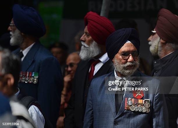 Indian Sikh war veterans take part in the ANZAC parade to mark the centenary of the Gallipoli landings in Sydney on April 25, 2016 Thousands attended...