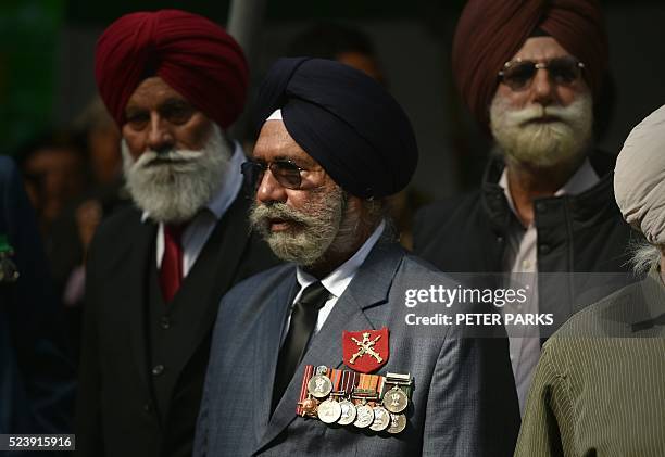 Indian Sikh war veterans take part in the ANZAC parade to mark the centenary of the Gallipoli landings in Sydney on April 25, 2016 Thousands attended...