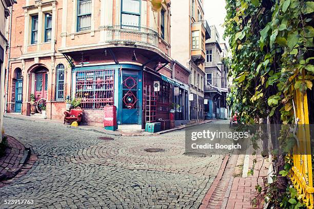istanbul balat street with buildings in fatih - istanbul street stock pictures, royalty-free photos & images