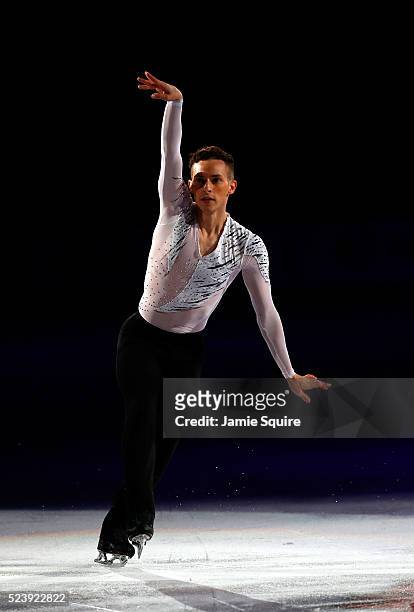 Adam Rippon of Team North America performs during an exhibition on day 3 of the 2016 KOSE Team Challenge Cup at Spokane Arena on April 24, 2016 in...