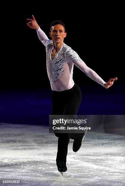 Adam Rippon of Team North America performs during an exhibition on day 3 of the 2016 KOSE Team Challenge Cup at Spokane Arena on April 24, 2016 in...