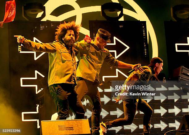 Musicians Jillionaire, Walshy Fire and Diplo of Major Lazer perform onstage during day 3 of the 2016 Coachella Valley Music & Arts Festival Weekend 2...