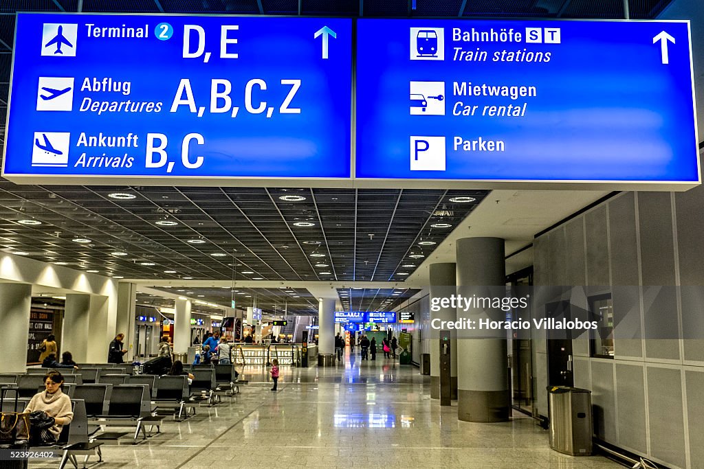 Partial view of arrivals area in Terminal 1, Frankfurt International Airport