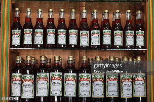 Bottles of cachaca, a spirit made from fermented sugar cane. Photo by Lisa Wiltse