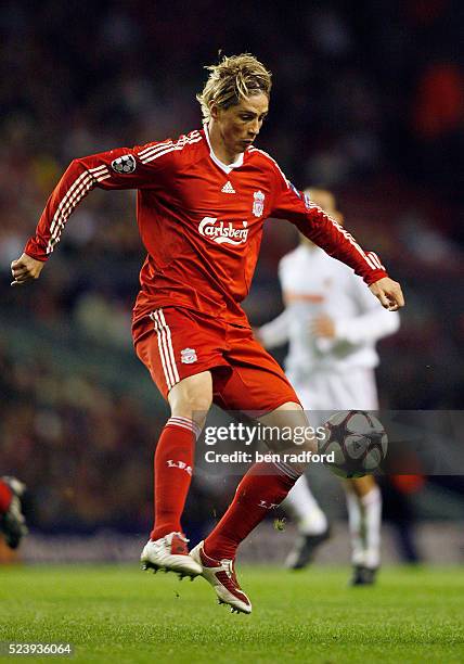 Fernando Torres of Liverpool during the UEFA Champions League Group E match between Liverpool and Debreceni VSC at Anfield Stadium in Liverpool. UK.