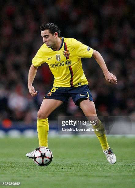 Xavi Hernandez of Barcelona during the UEFA Champions League Quarter Final, 1st Leg match between Arsenal and Barcelona at the Emirates Stadium in...