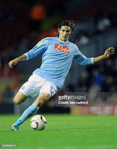 Edinson Cavani of Napoli during the UEFA Europa League Group Stage match between Liverpool and Napoli at Anfield in Liverpool, England, United...
