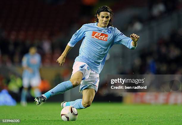 Edinson Cavani of Napoli during the UEFA Europa League Group Stage match between Liverpool and Napoli at Anfield in Liverpool, England, United...