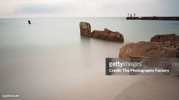 rocks at siesta key beach, florida - siesta key stockfoto's en -beelden