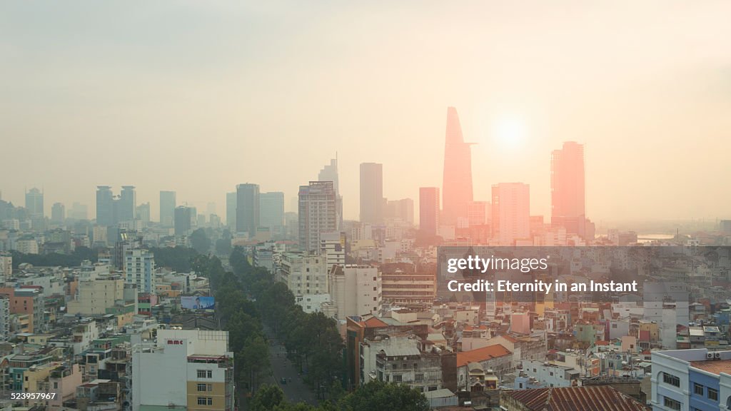 Sunrise over Ho Chi Minh City, Vietnam