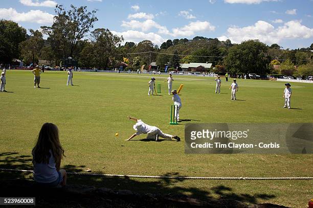 Young children play cricket after India and Pakistan competed in the first match of group B of the ICC Women's World Cup Cricket at the picturesque...