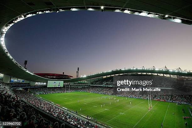 General view of the round eight NRL match between the St George Illawarra Dragons and the Sydney Roosters at Allianz Stadium on April 25, 2016 in...