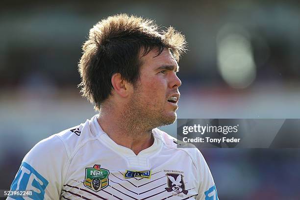 Jamie Lyon of the Manly Sea Eagles during the round eight NRL match between the Newcastle Knights and the Manly Sea Eagles at Hunter Stadium on April...