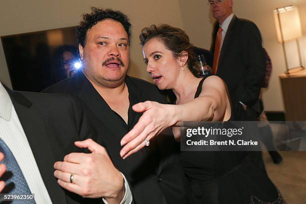 Actor Adrian Martinez and director Domenica Cameron-Scorsese attend the "Almost Paris" premiere after party on April 24, 2016 in New York City.