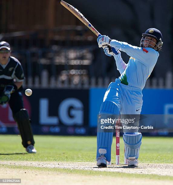 Anjum Chopra batting during the match between New Zealand and India in the Super 6 stage of the ICC Women's World Cup Cricket tournament at North...