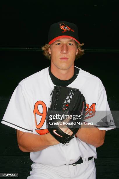 Adam Loewen of the Baltimore Orioles poses for a portrait during Orioles Photo Day at Ft. Lauderdale Stadium on February 28, 2005 in Ft. Lauderdale,...
