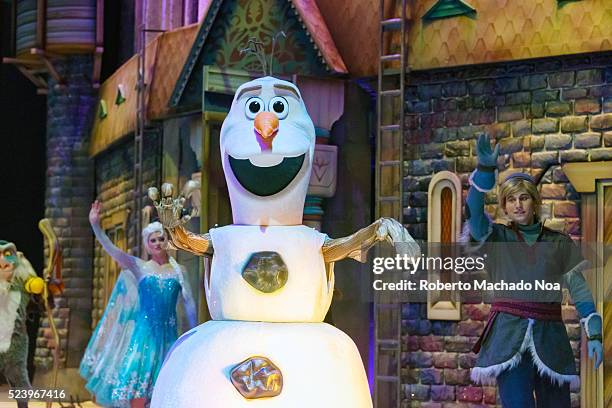 Olaf Snowman from Frozen movie during Disney on Ice. The show celebrates 100 hundred years of magic. The famous Disney characters and stories are...