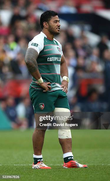 Manu Tuilagi of Leicester looks on during the European Rugby Champions Cup semi final match between Leicester Tigers and Racing 92 at the City Ground...