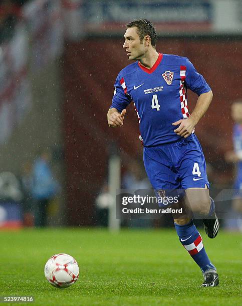 Robertt Kovac of Croatia during the Group E, Euro 2008 qualifier between England and Croatia at Wembley Stadium, London, UK.