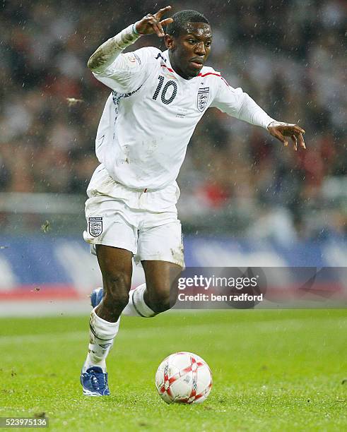 Shaun Wright-Phillips of England during the Group E, Euro 2008 qualifier between England and Croatia at Wembley Stadium, London, UK.