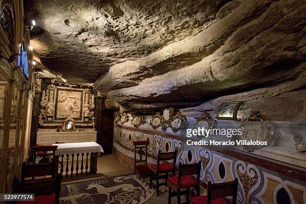 Cave at the Sancturary of the Cave of Saint Ignatius, in Manresa, Spain, 17 October 2014, where, according to tradition, Saint Ignatius of Loyola,...