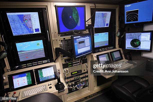 The pilot seats inside the Ground Control System is photographed as the U.S. Customs and Border Protection Office of Air and Marine shows it's first...