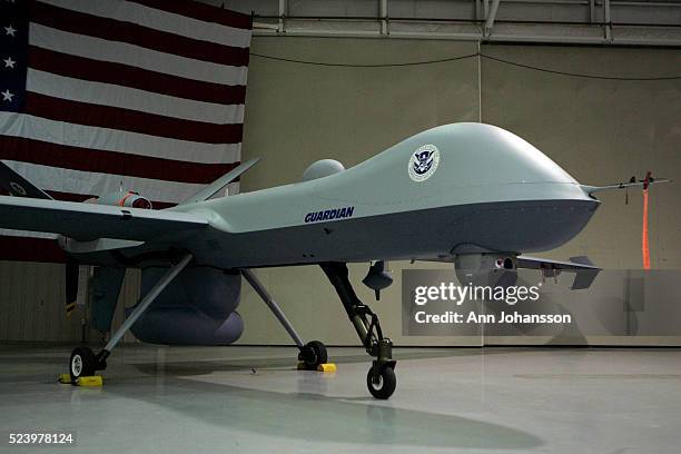 The U.S. Customs and Border Protection Office of Air and Marine shows it's first Predator B unmanned aircraft system at the GA-ASI/Gray Butte Flight...