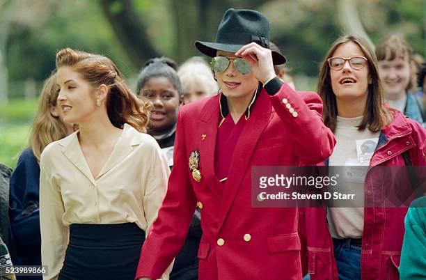 Michael Jackson and his wife Lisa Marie Presley at Neverland Ranch in preparation of the Children's World Summit.